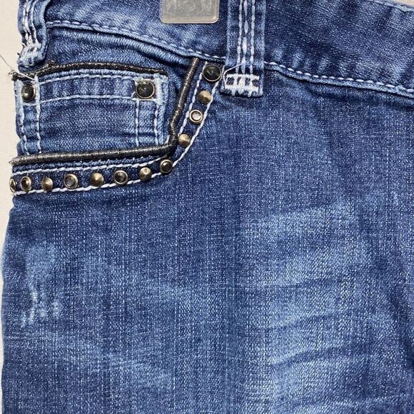 Rock & Roll Cowgirl Women's Blue Low Rise Embellished Bootcut Jeans Size 33 x 32 - Picture 4 of 12